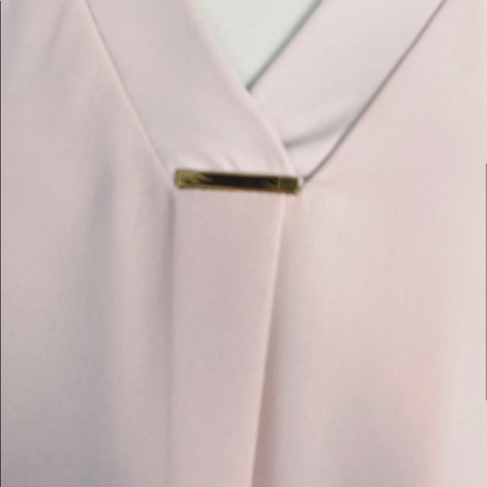 Calvin Klein V Neck Blouse Front Plank Size M Rose Pale - Picture 3 of 6